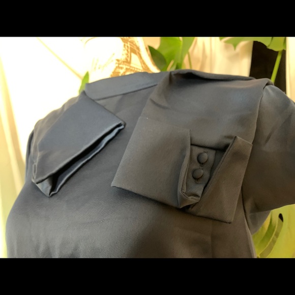 H&M Midnight “Shiny” Blue Long Sleeve Top Size=8 - Picture 5 of 5